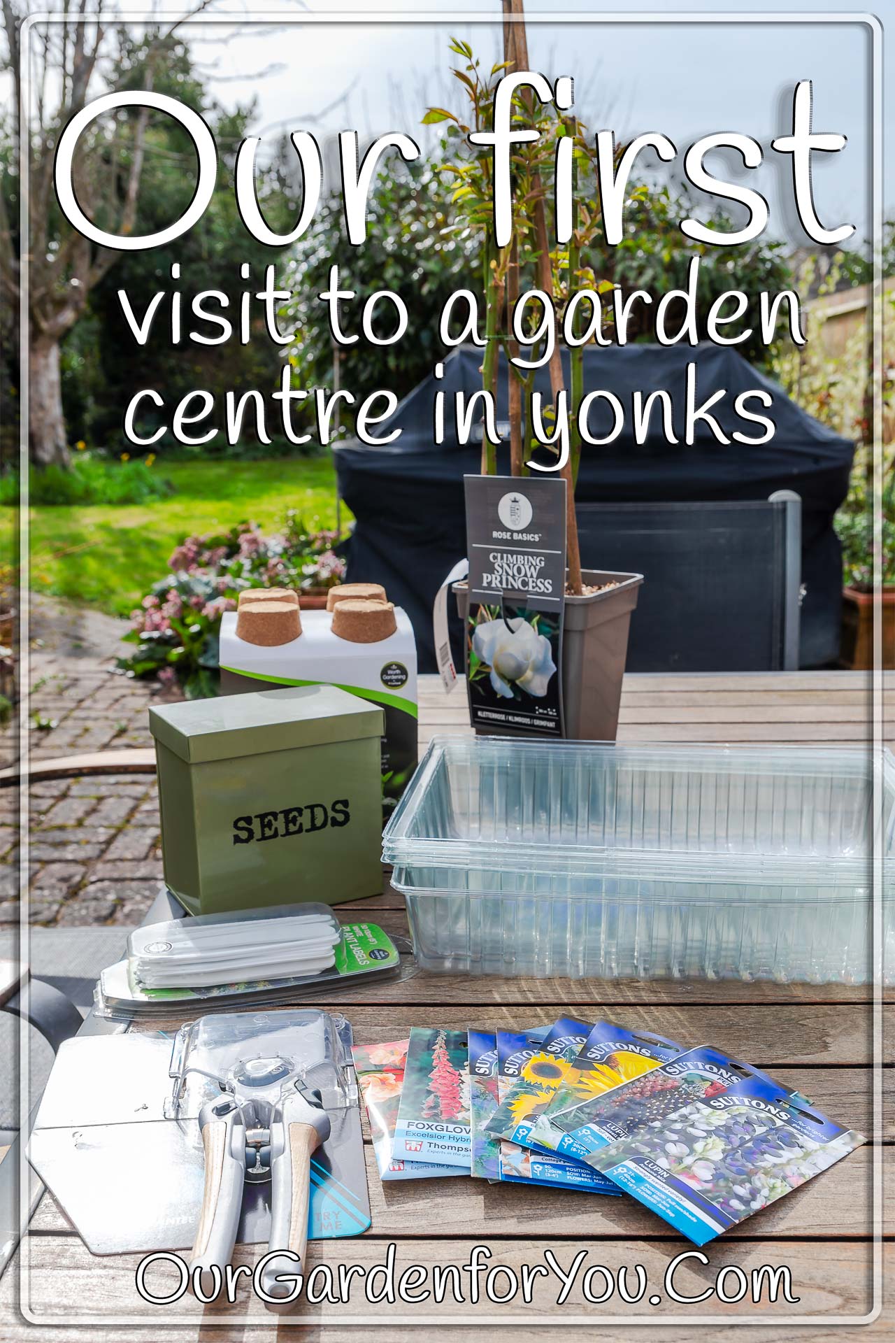 The pin image for our post - 'Our first visit to a garden centre in yonks '