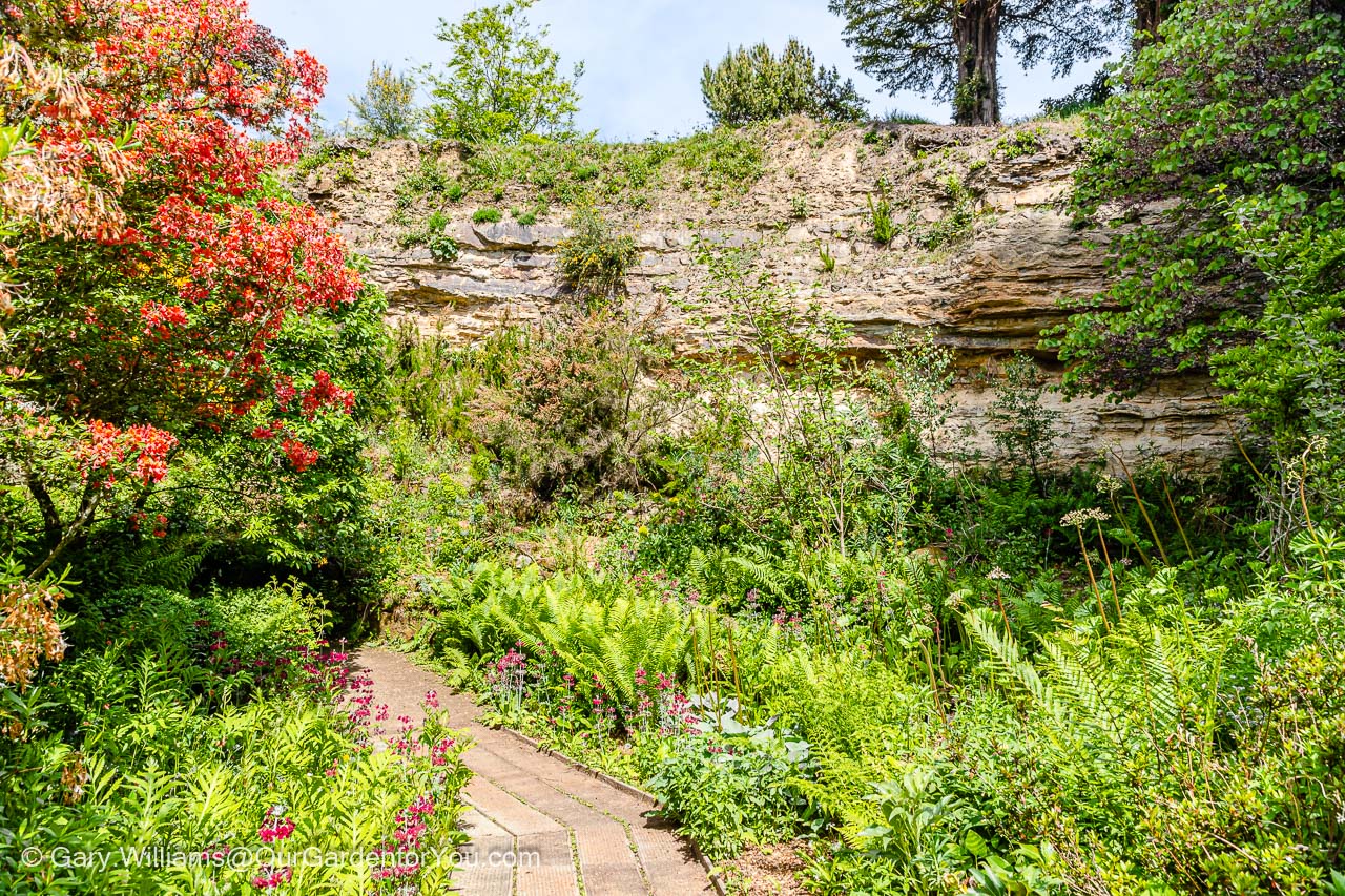 A pathway meandering through the quarry gardens in Scotney Castle