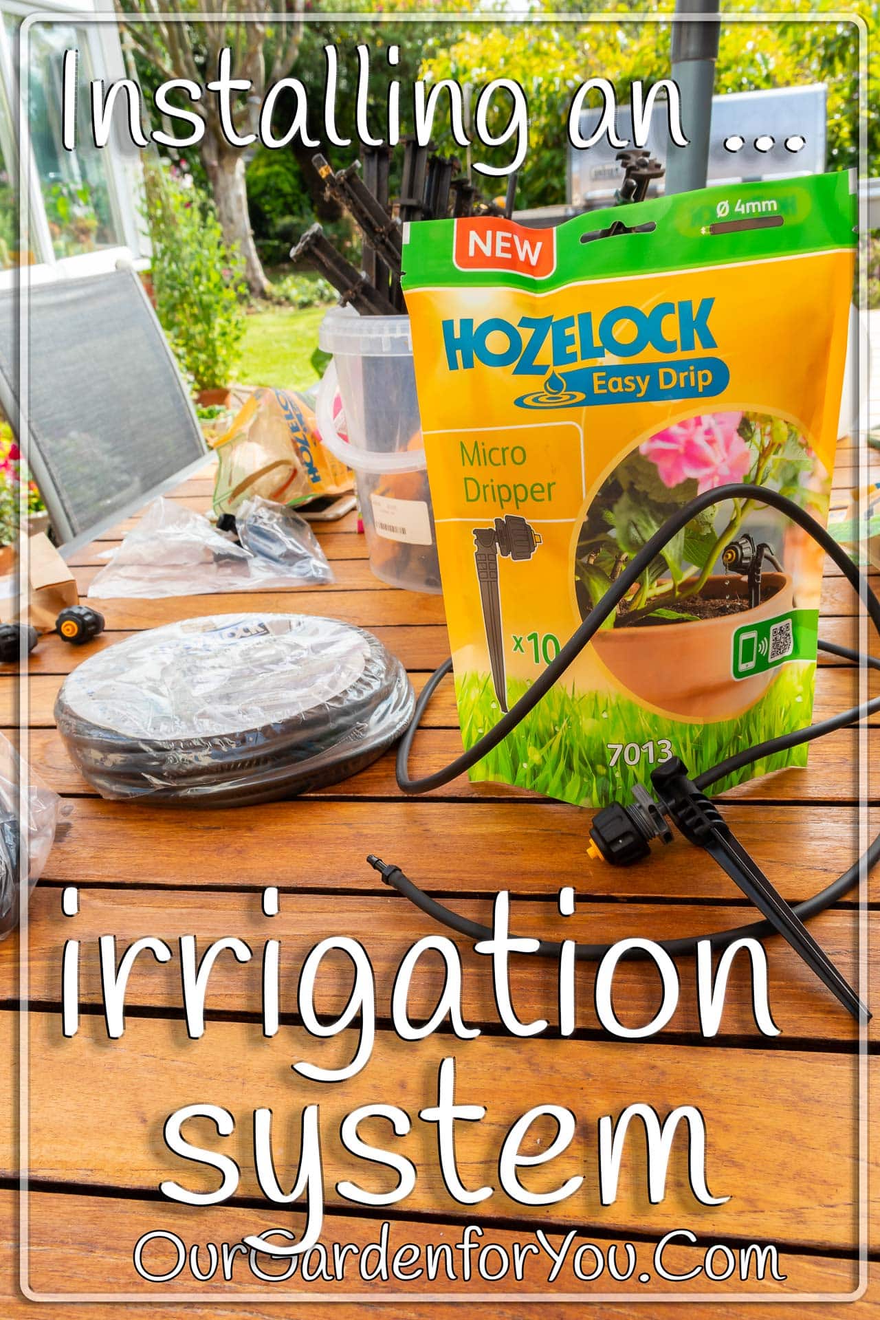 The pin image for our post - 'Installing an irrigation system on our Courtyard Patio'