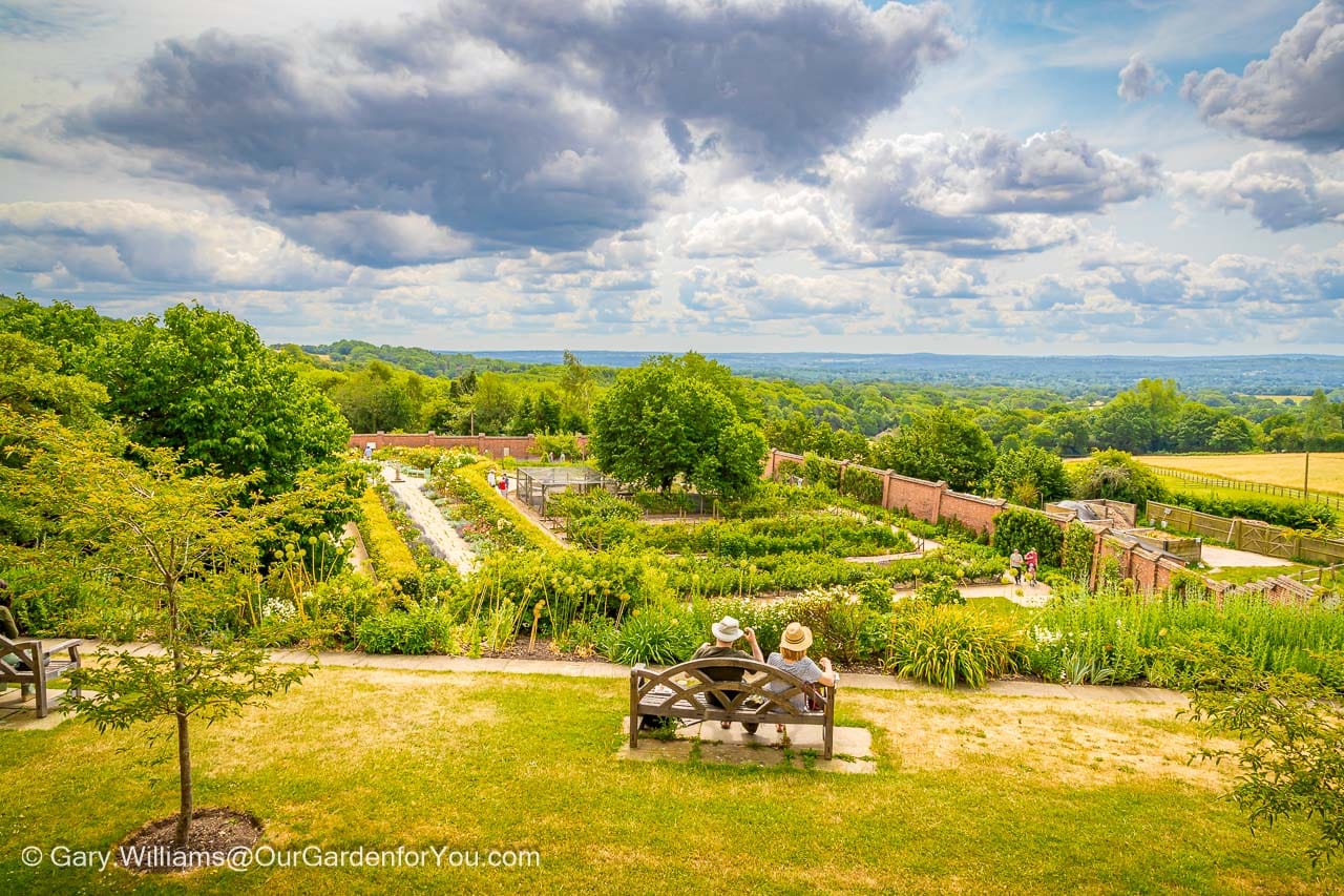 A view from the upper terraces over the walled garden in the chartwell estate in kent