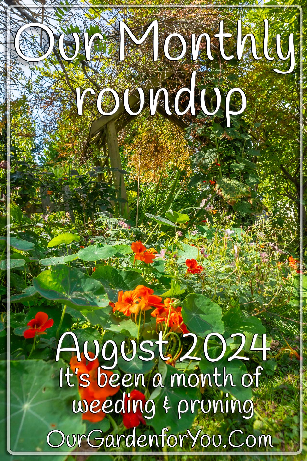 The pin image for our post - 'August 2024, Our Garden for You monthly roundup'